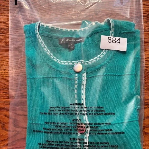 Adrianna Papell Button up Sweater Top Cropped Green Women's Size S Preppy - Picture 7 of 7